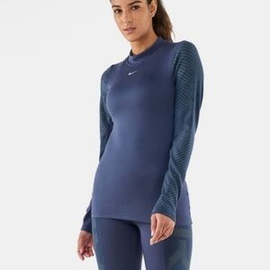 Nike Pro Therma-fit Adv Women's Long Sleeve Thunder Blue Athletic Top Size M